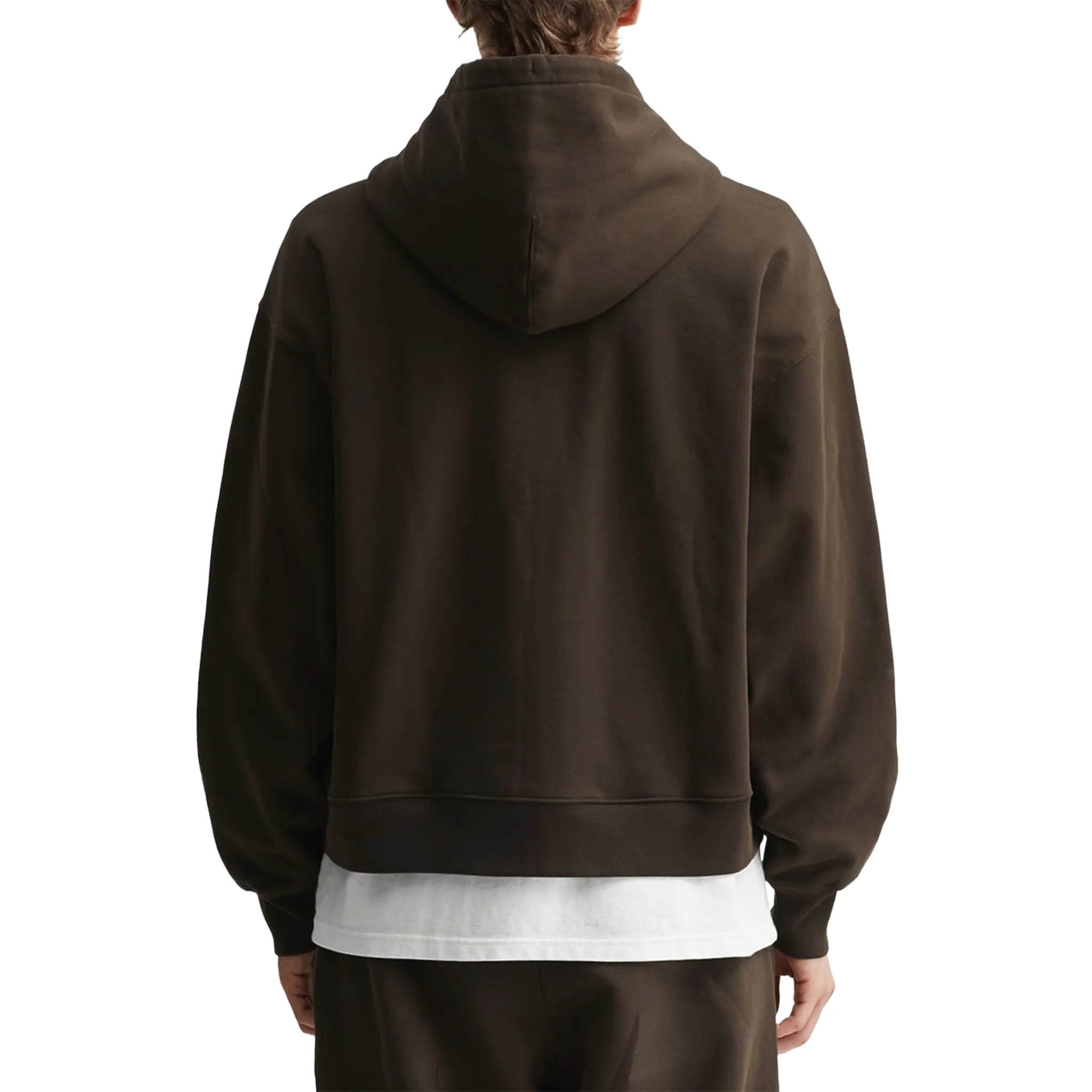 Back View of Nike x Stussy Fleece Stone Washed Dark Cinder Zip-Up Hoodie (FW25) FJ9176-261